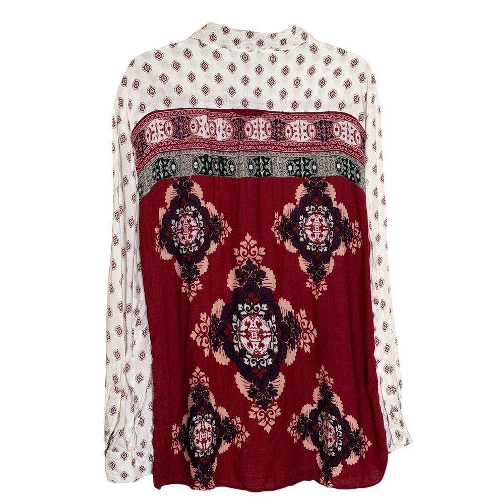 Style & Co Boho Blouse Shirt Top Tunic Mixed Print XL